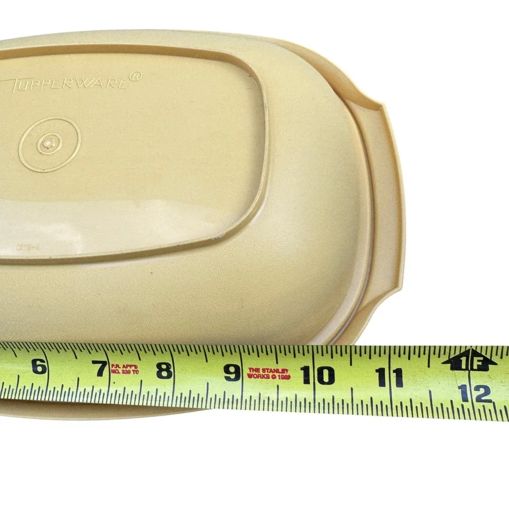 Vintage Harvest Gold Tupperware Oval Dish W/ Lid NO steamer tray